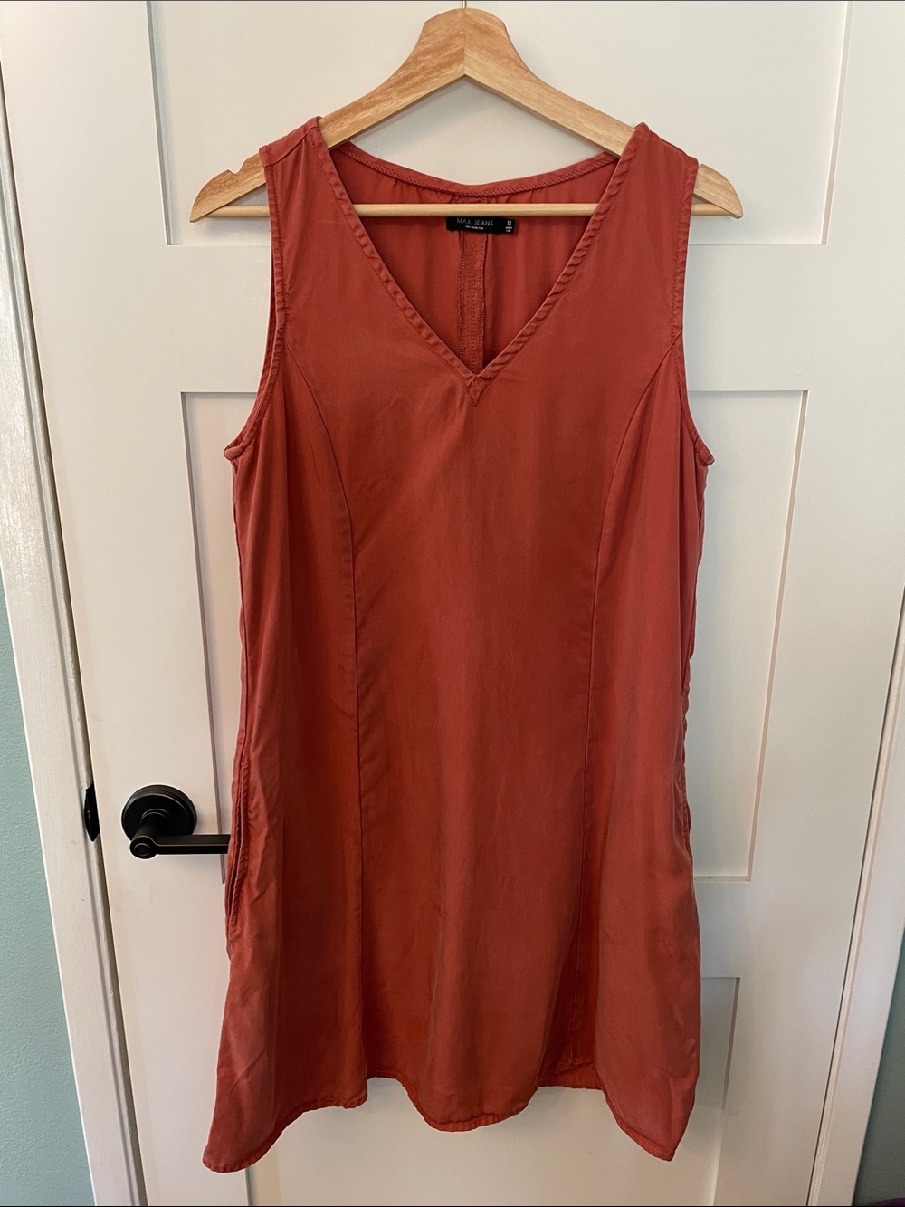 Max Jeans Terracotta V-Neck Slip Dress